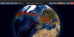 Interaktive Live-Karte in Wavelog mit einerbeweglichen Weltkugel, die die letzten QSOs und deren Bestätigungsstatus anzeigt. Perfekt für einen zweiten Bildschirm.